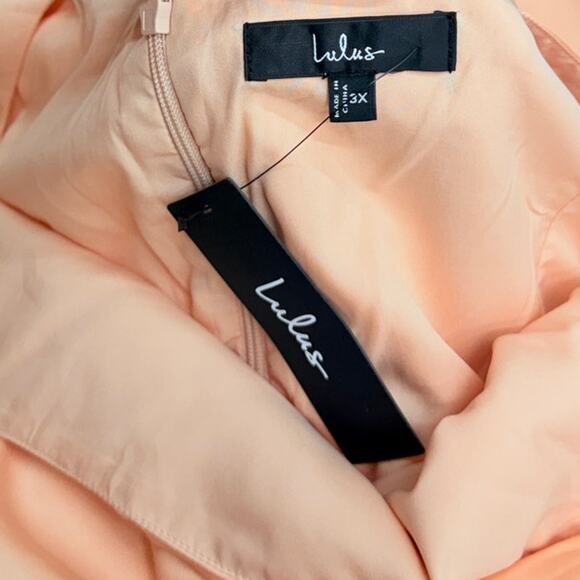 Lulus Red Carpet Romance Peach Satin Square Neck Maxi Dress size 3X - Picture 6 of 6